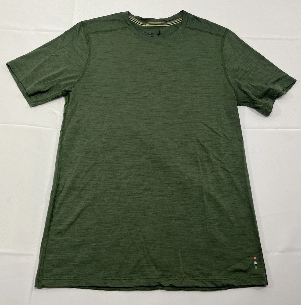 Smartwool Merino Wool T Shirt Mens Small Baselayer Green Short Sleeve