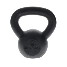 Cast Iron Kettlebell, 15 lb.   At-Home Gym Equipment   Kettlebell Free Weight...