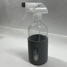 Grove Co Reusable Glass Spray 16oz Bottle with Non Slip Polished Gray Sleeve