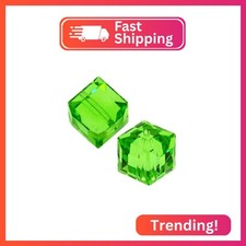 50pcs Adabele Austrian 6mm Faceted Cube Crystal Loose Beads Peridot Green Compat