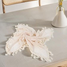 Elegante Copritavolo in Lino con Nappa e Linea Design per Tavolini da Caffè