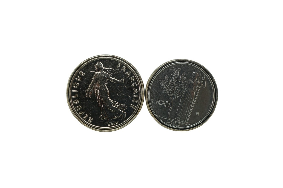 Vintage Sterling Silver 925 100 Francs European Tokens & Coins Cufflinks View 2