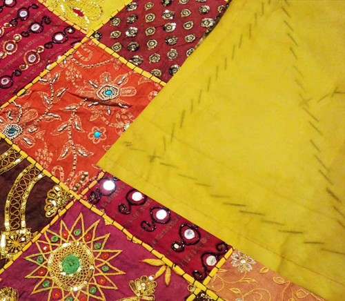 33% OFF 5 PC STUNNING SQUIN BEAD SARI ART BLANKET QUILT BEDSPREAD COVERLET THROW - Picture 8 of 10