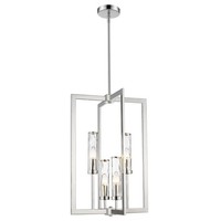 Pendelleuchte HäNgeleuchte Nickel 43 Cm Breit 4X E14 Metall Glas HäNgelampe