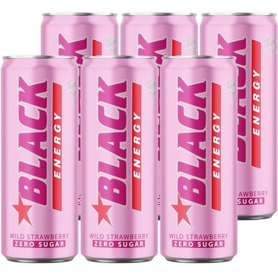  Black Energy Zero Sugar Wild Strawberry Gazowany napój energetyzujący 250 ml x 