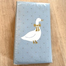 Vintage 1980s Country Goose Photo Album 3 Ring Blue Floral Cottagecore Gold Bow