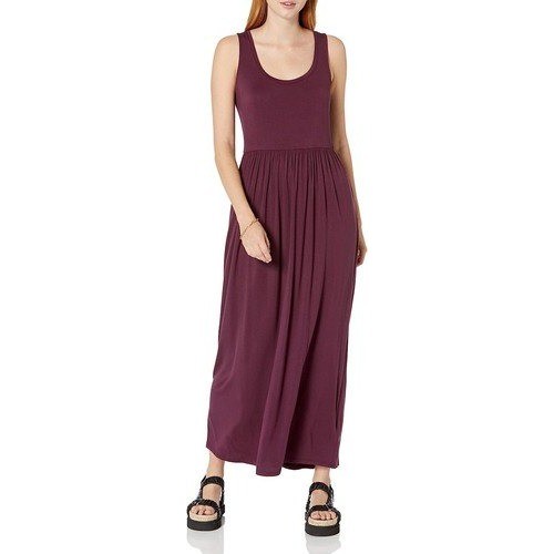 Amazon Essentials Womens XL Burgundy Tank Waisted Maxi Dress Stretch Viscose
