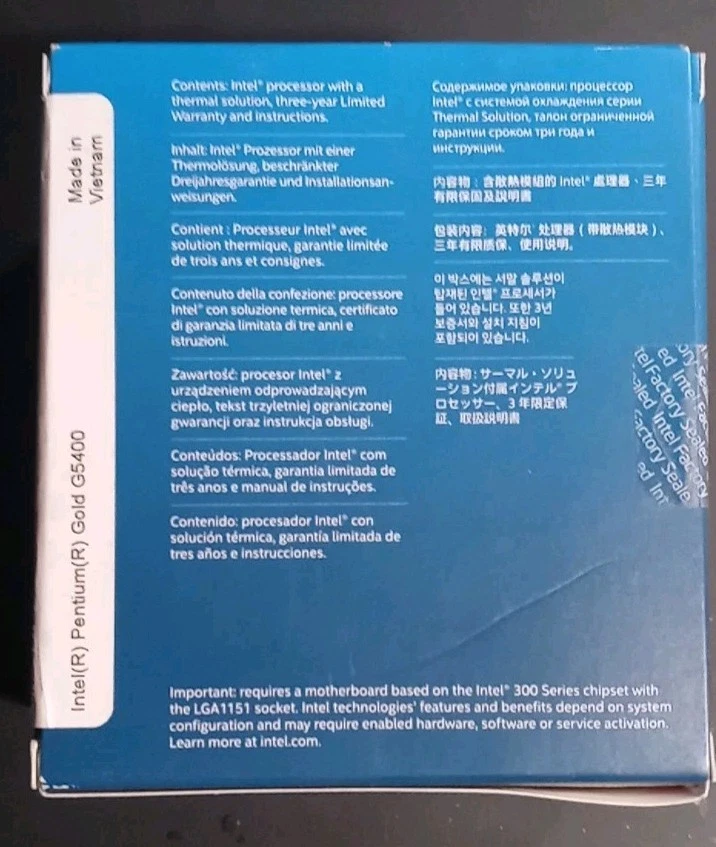 Pentium Gold G5400 LGA1151 4MB CACHE Intel Desktop Processor New Sealed - Image 3 of 4