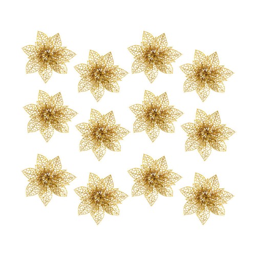 12 Pcs Künstliche Weihnachtsblumen Mann Glitzernde Glitzerblumen - Bild 8 von 11