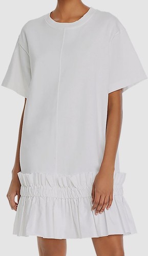 $315 See By Chloe Women's White Crew-Neck Ruffled Hem Shift Mini Dress Size M - 第 1/2 張圖片