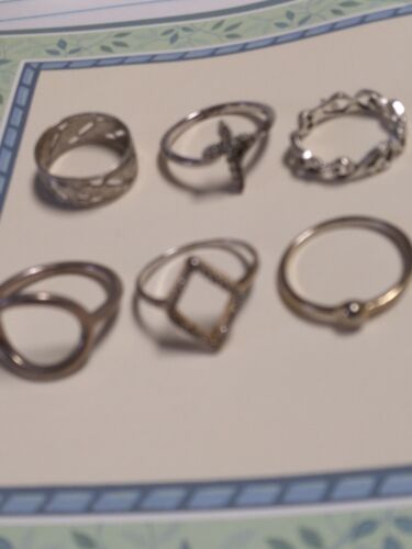 Vintage 6 Ring Lot+sterling+stones - image 1