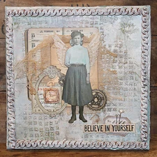 Primitive Handmade Mixed Media 8x8" Canvas OOAK