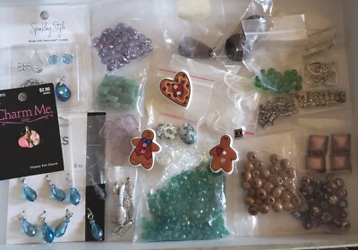Lot Glass Stone Wooden Beads Craft Jewelry Making Purple Green Crystal 600+pcs