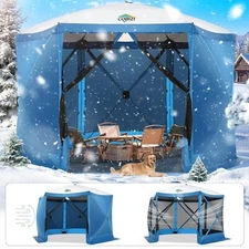 12x12ft Pop up Gazebo Screen Tent Screen House for Camping Outdoor with Sidewall