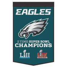PHILADELPHIA EAGLES 2X SUPER BOWL CHAMPIONS WOOL BANNER 24" x 38" WINCRAFT 🦅