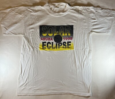 Vintage 1998 Aruba Total Solar Eclipse T-Shirt XL Size White **Genuine Vintage**