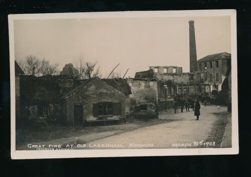 Norfolk NORWICH Great Fire Old Lakenham Mill 1908 RP PPC Serie Pioneer - Imagen 1 de 2