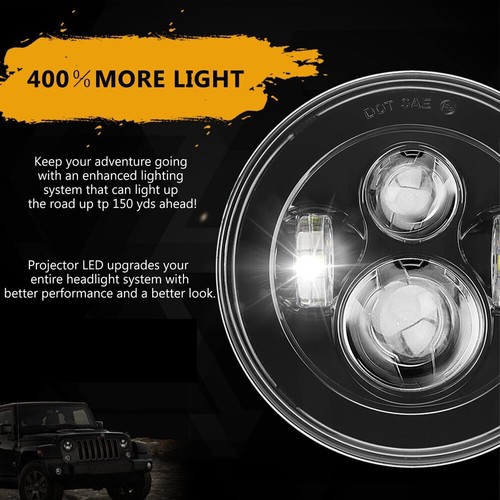 Pair 7" LED HEADLIGHTS E MARKED RHD FIT LAND ROVER DEFENDER 90 110 200 300 Tdi - Picture 12 of 14