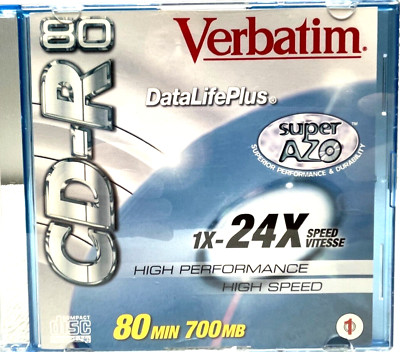 Verbatim CD-R Data Life Plus Super Azo High Speed 24X 80 Min 700 MB NEW & SEALED