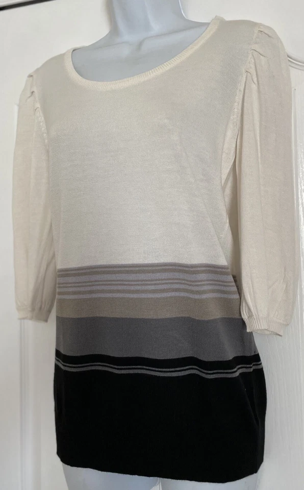 Suéter DE COLECCIÓN Attention Ligero Rayas Mangas 3/4 MUJERES Pequeño Y2K Nuevo con Etiquetas Foto 3 de 4