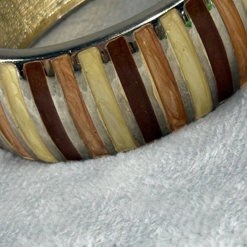 Bracciale Vintage Cerniera Morsetto Multicolore Intarsiato Metallo Tono Terra Colori - Foto 19 di 19