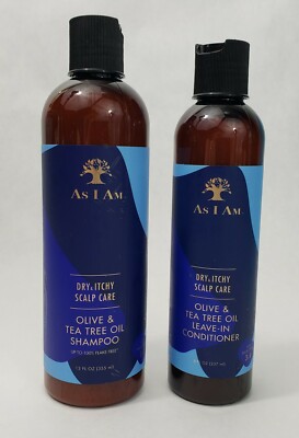 As I Am Olive & Tea Tree Oil Shampoo & Leave-In Conditioner Dry Itchy Scalp Care