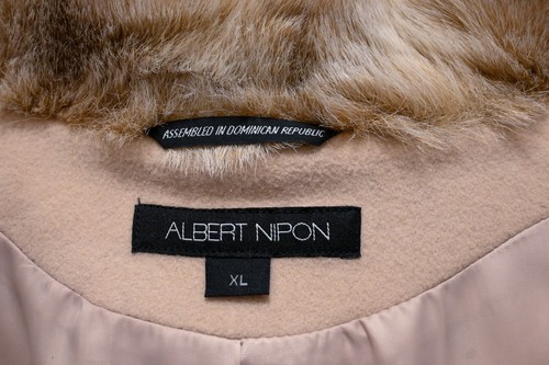 NEW with Tags Designer Albert Nipon Beige Wool Faux Mink Coat Size XL $275 - Picture 7 of 8