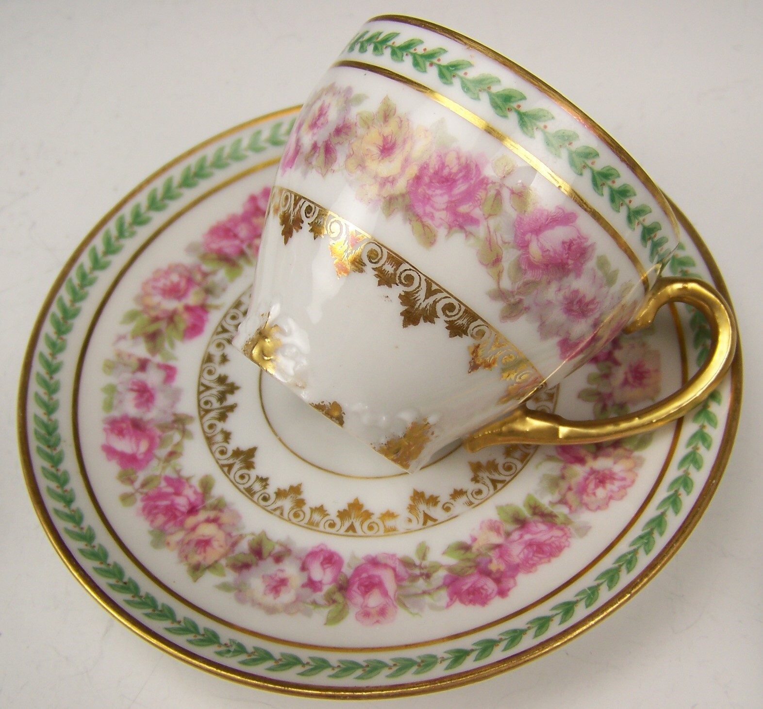 CH.FIELD HAVILAND LIMOGES ROSES GOLD IVY DEMITASSE CUP SAUCER eBay