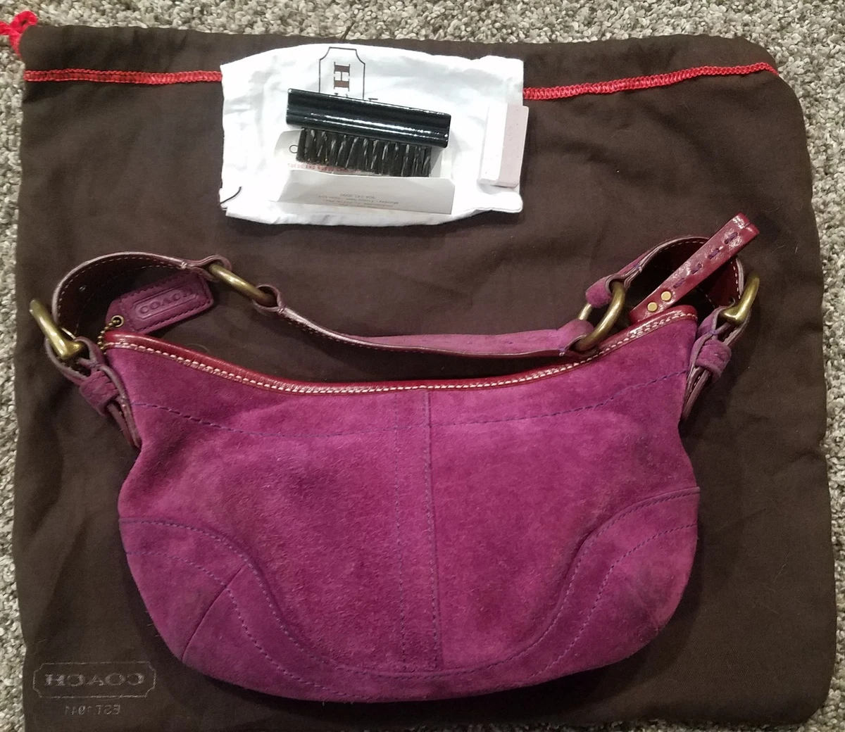 COACH Soho 9658 Shoulder Bag Purple Suede Leather Hobo Bag eBay