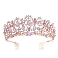 6cm Tall Crystal Large Tiara Crown Combs Wedding Queen Princess For Women