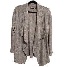 Chico  s- Women  s Grey Knit Wool Waterfall Open Front Cardigan, Size 1  US 6