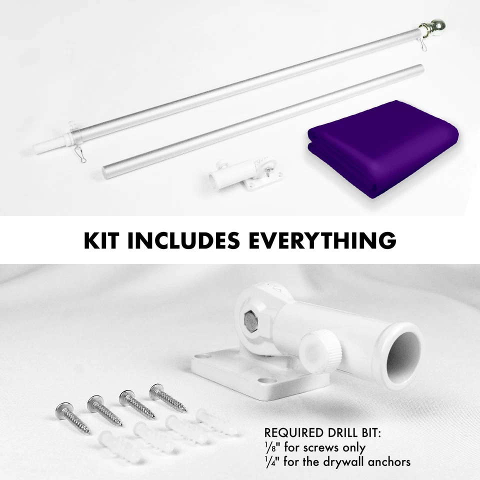 Bandera Poste 6 pies Plata y Púrpura Sólido Bandera 3x5 pies Combo Impreso 150D Poliéster Foto 2 de 4