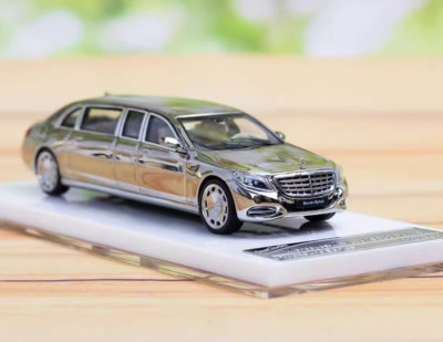 SH 1:64 Plating Silver Maybach S600 Pullman Limousine Model