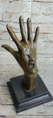 BIZARRE ABSTRACT BRONZE SCULPTURE SCREAMING FACE IN HAND SIGNED MILO STATUE ODD