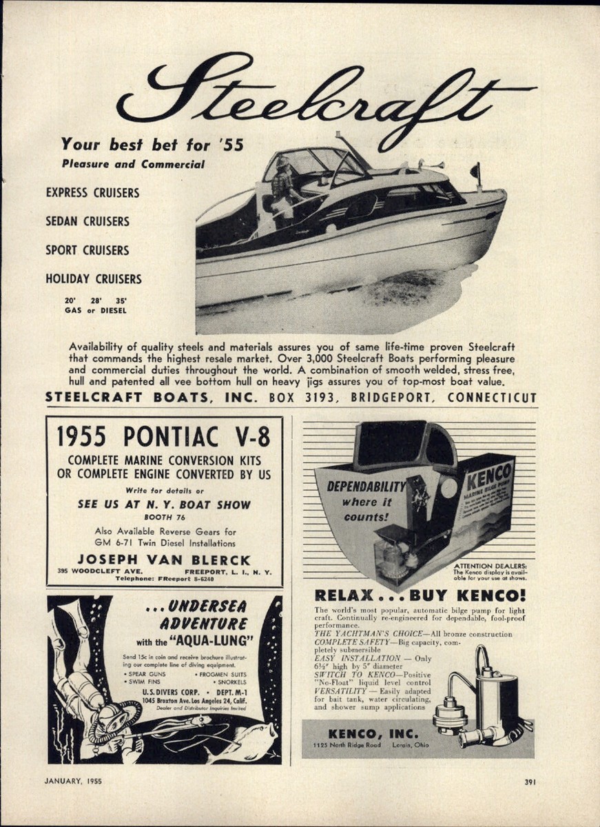 1955 PAPER AD Steelcraft Express Sedan Sport Holiday Cruiser Boat