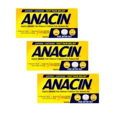 Anacin Fast Pain Relief 300 Coated Tablets Aspirin and Caffeine 