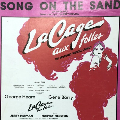 Vintage 1983 La Cage Song On The Sand Sheet Music Jerry Herman Piano Guitar