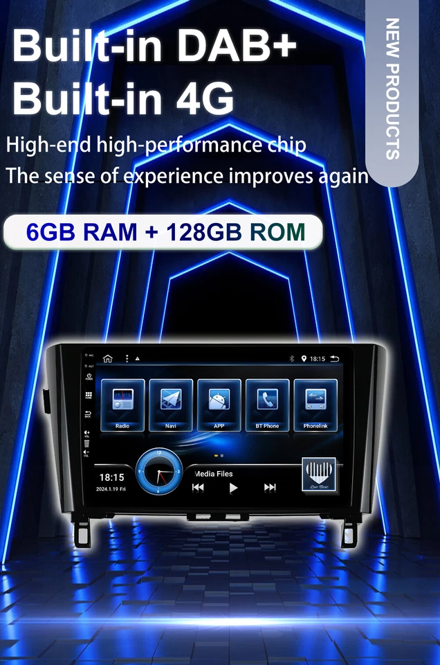 DAB+ Für Nissan Qashqai X-Trail T32 2013-17 Autoraido Android 14 CarPlay HDMI 4G - Bild 3 von 4