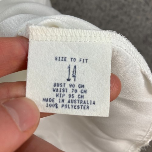VINTAGE Christian Dior Top Womens 14 Fit s Smaller White Satin Camisole 1614 - Picture 9 of 12