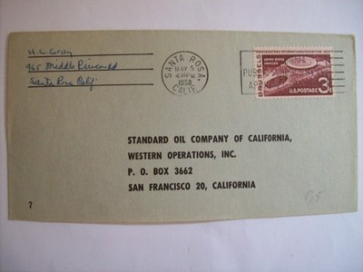 Mail Briefkopf Standard Öl - Chevron Supreme Benzin 1958 ( M14-1 )