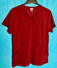 SCRUBAID FOUR WAY L RED NURSING MEDICAL WORK SCRUB TOP