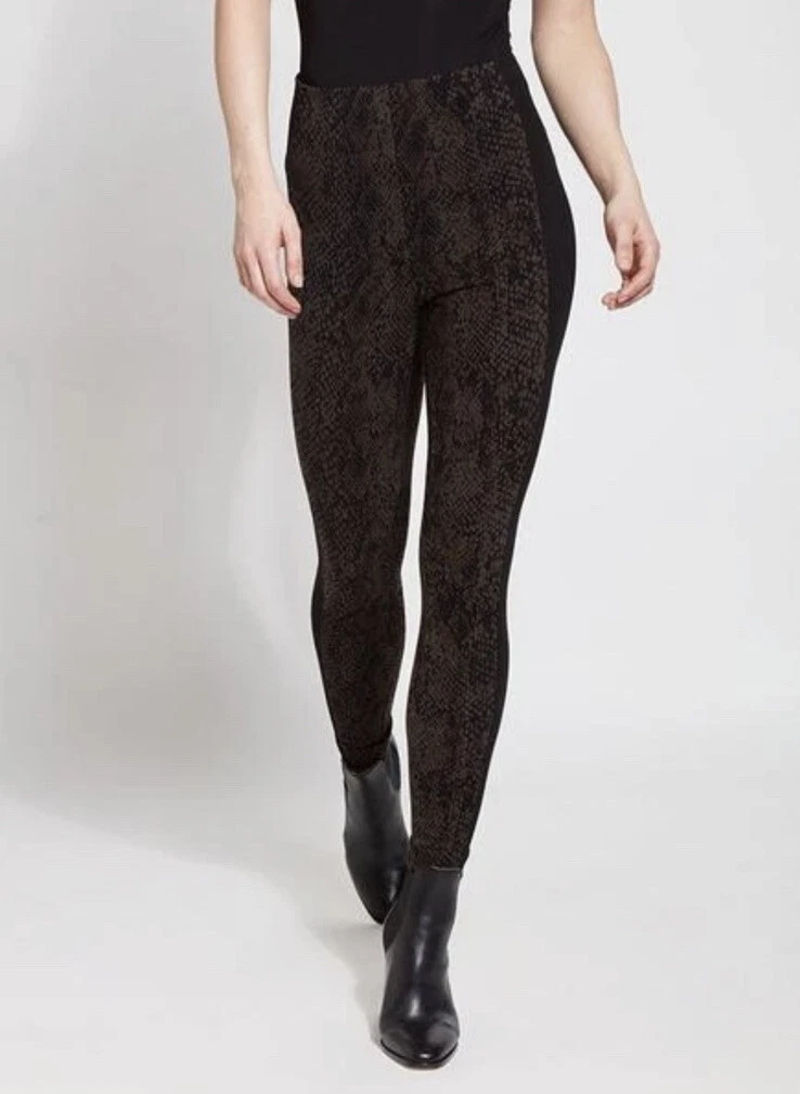 NEW Lysse Women's Laura Snakeskin Prin Leggings - 2341 - Black