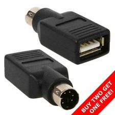 USB PS/2 PS2 Male to USB A Female Converter Adapter for Mouse & Keyboard BLACK
