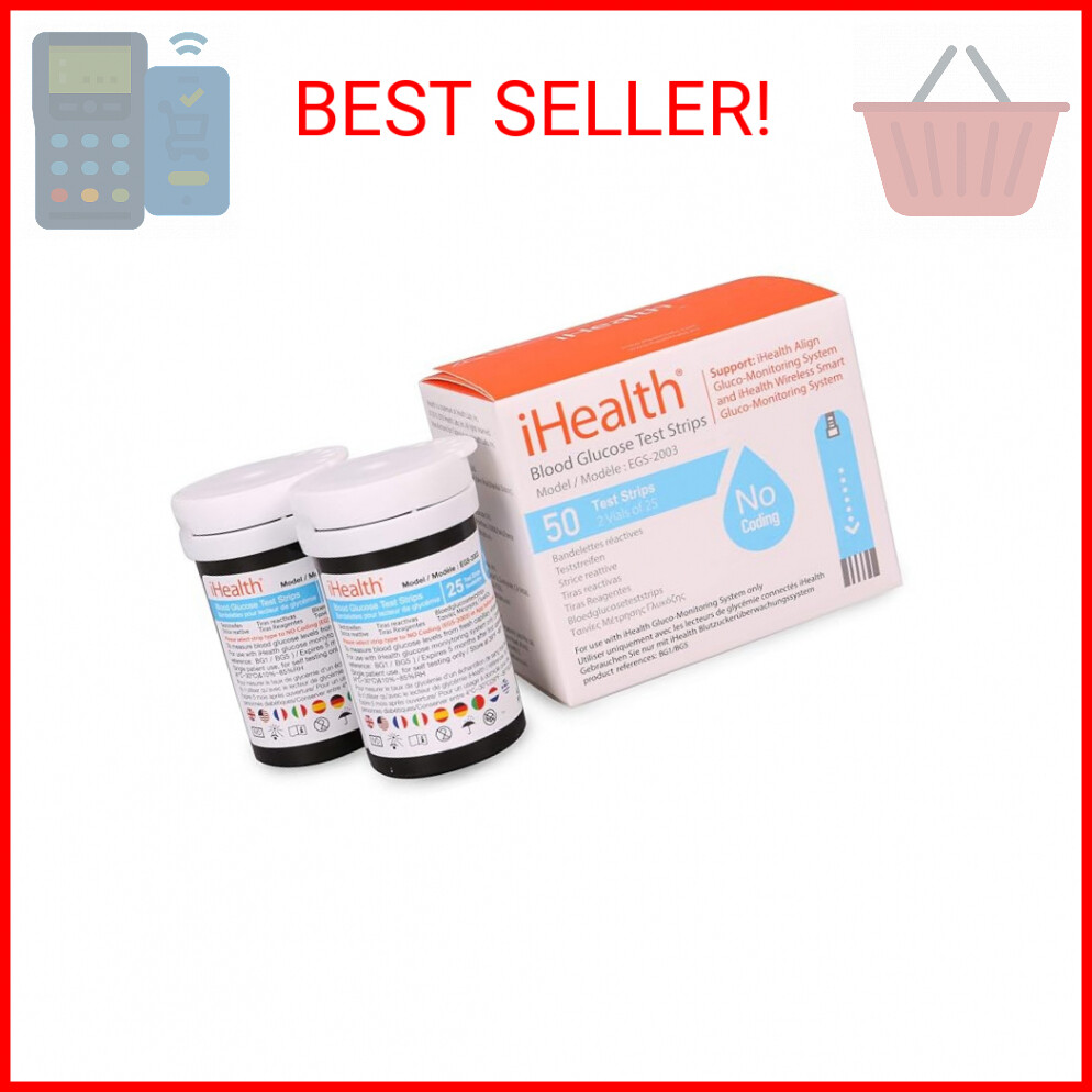iHealth Blood Glucose Test Strips (50 Count), No Coding Blood Sugar Test, Eligib eBay
