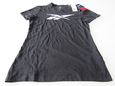 Reebok Womens 100% Cotton TE Graphic Vector Tshirt Black Small Nwt