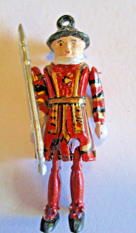 VTG (1980's?) 1 1/2" Metal Jointed British Guard Arms & Legs Move; Sits; Pendant