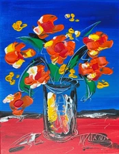 FLOWERS  SIGNED  Abstract Modern CANVAS Original Oil Painting WDFBY