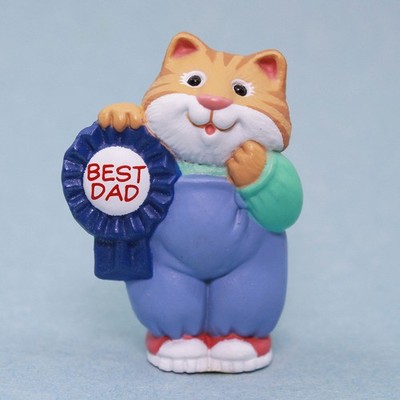 BEST DAD Cat 1991 Father's Day Hallmark Merry Miniatures Figure