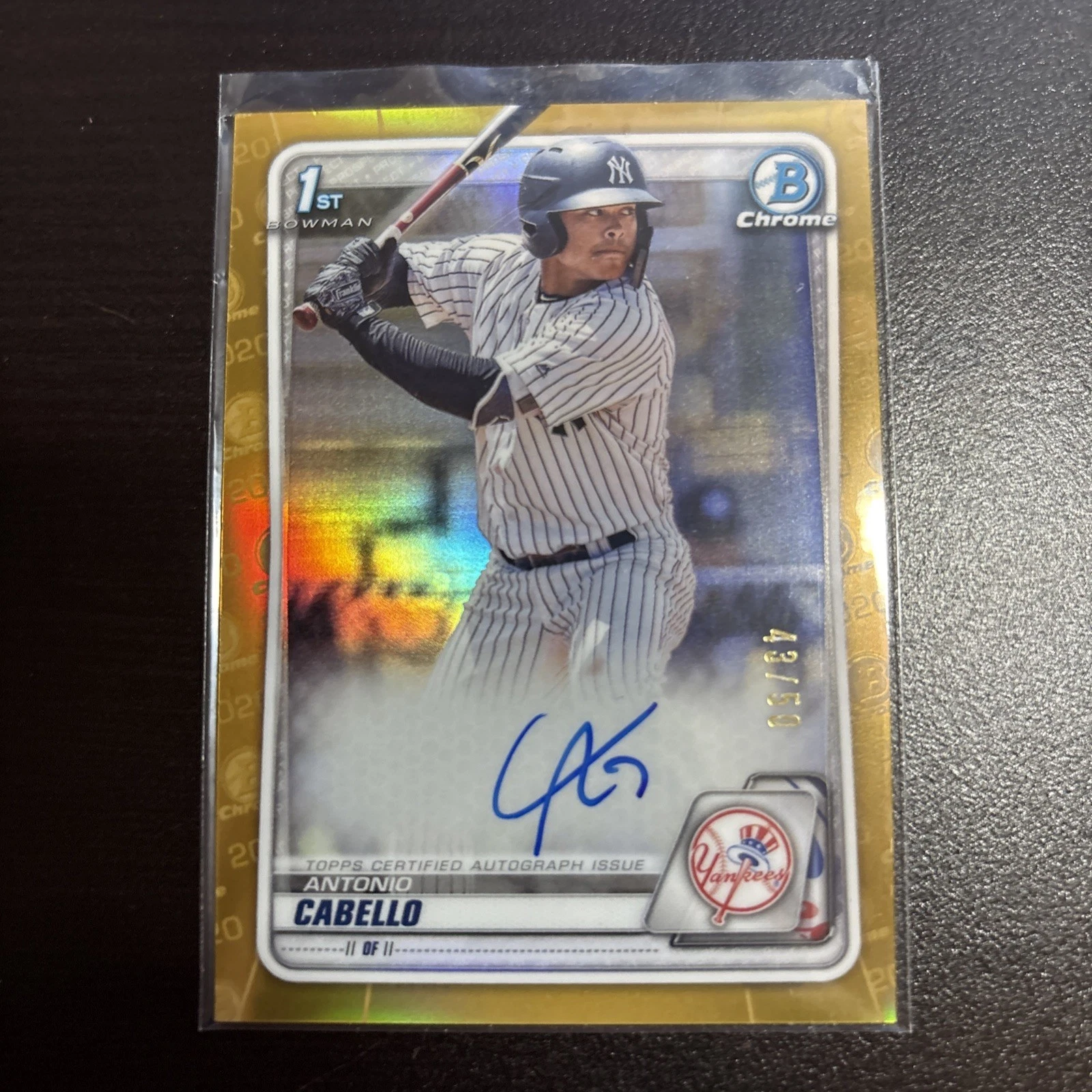 Antonio Cabello 2020 1st Bowman Chrome Gold Refractor Auto /50 #CPA-AC Yankees