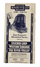 Chicago Aurora and Elgin Railroad Time Tables Chicago Loop Western Suburbs 1942